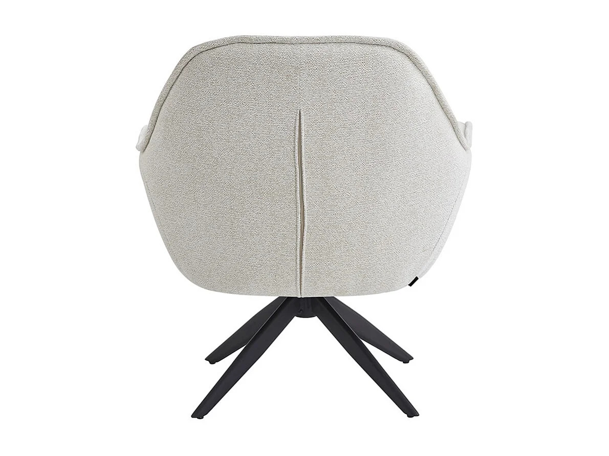 Fauteuil pivotant 360° tissu doux écru et pied en métal noir - EDWARD