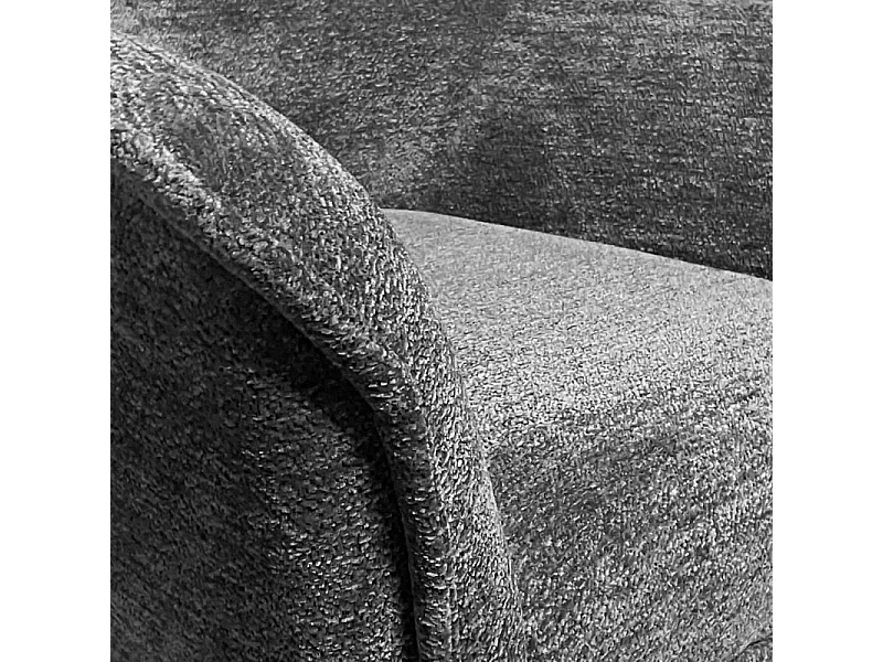 Fauteuil pivotant 360° tissu doux gris et pied en métal noir - EDWARD