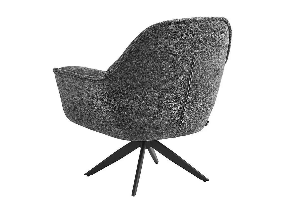 Fauteuil pivotant 360° tissu doux gris et pied en métal noir - EDWARD