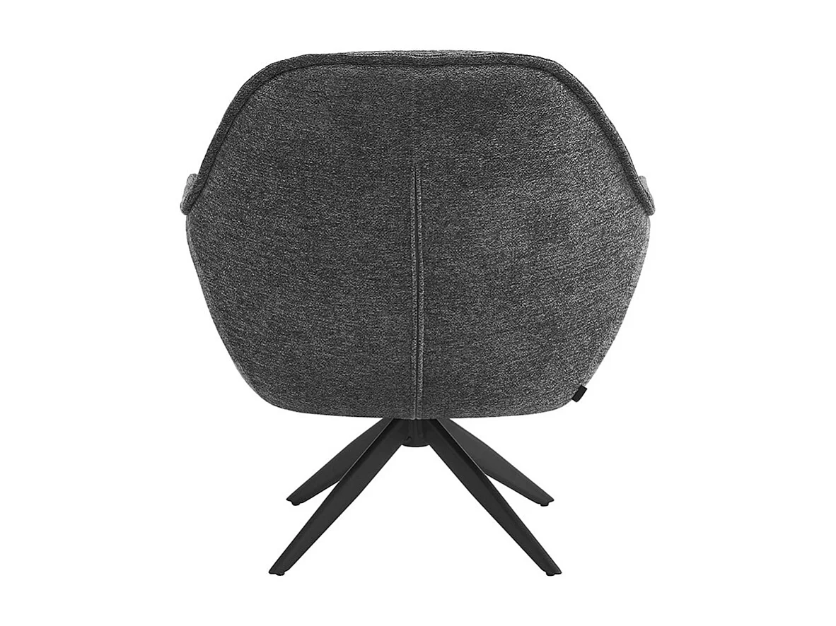 Fauteuil pivotant 360° tissu doux gris et pied en métal noir - EDWARD