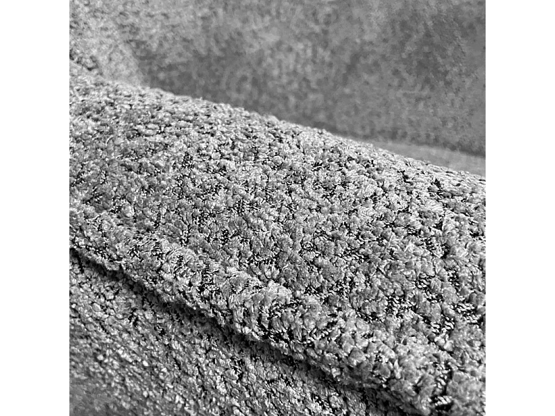 Fauteuil pivotant 360° tissu bouclette gris et pied en métal - EDWARD