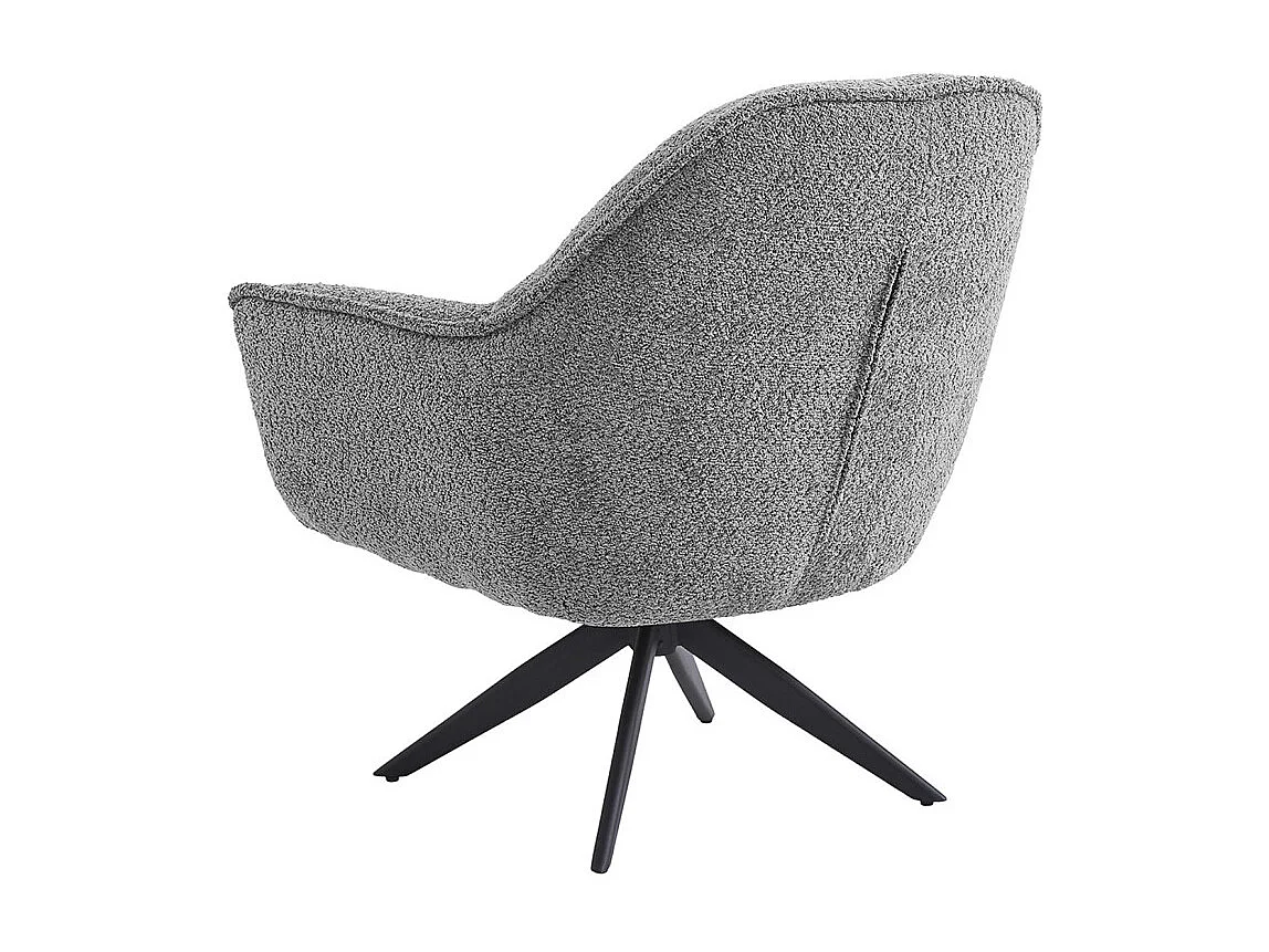 Fauteuil pivotant 360° tissu bouclette gris et pied en métal - EDWARD