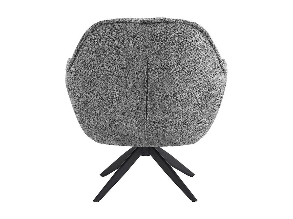 Fauteuil pivotant 360° tissu bouclette gris et pied en métal - EDWARD