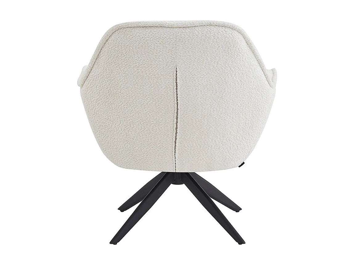 Fauteuil pivotant 360° tissu bouclette écru et pied en métal - EDWARD