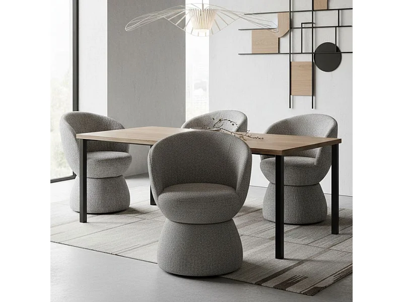 Chaise pivotante 360° design grise en tissu Nestor