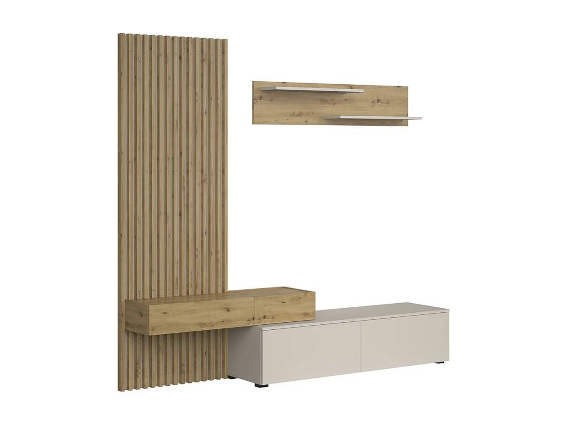 Meuble TV mural scandinave avec tasseaux Huby