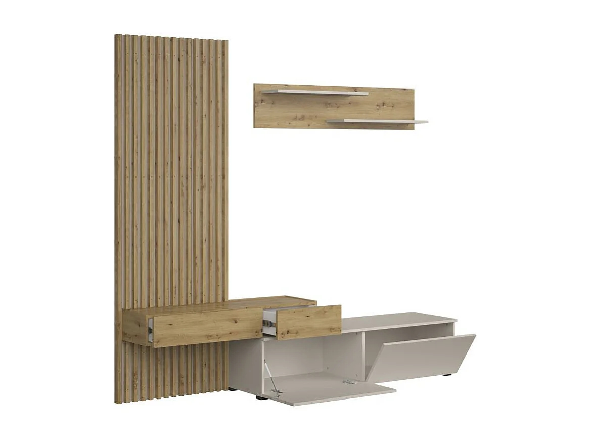 Meuble TV mural scandinave avec tasseaux Huby