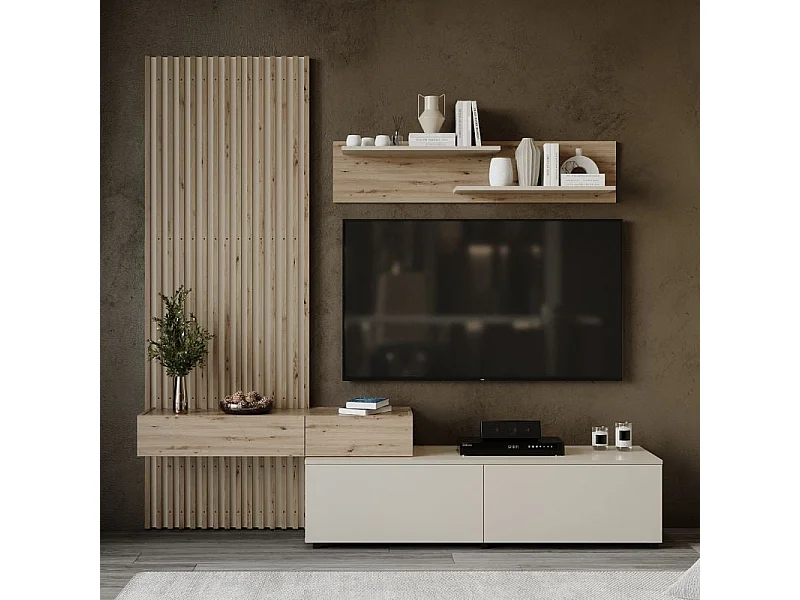 Meuble TV mural scandinave avec tasseaux Huby