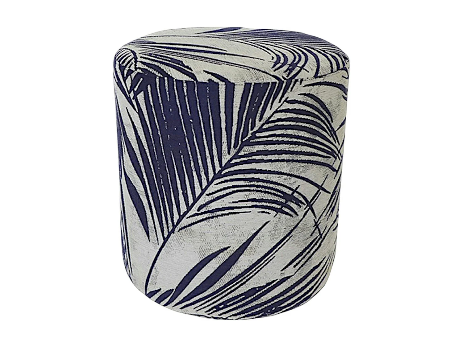 Pouf de salon motif jungle bleu et gris