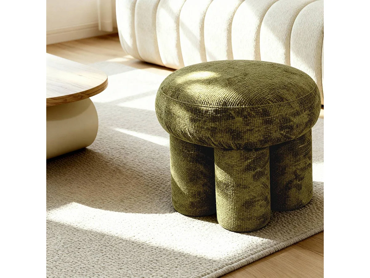 Petit tabouret en tissu kaki Toby