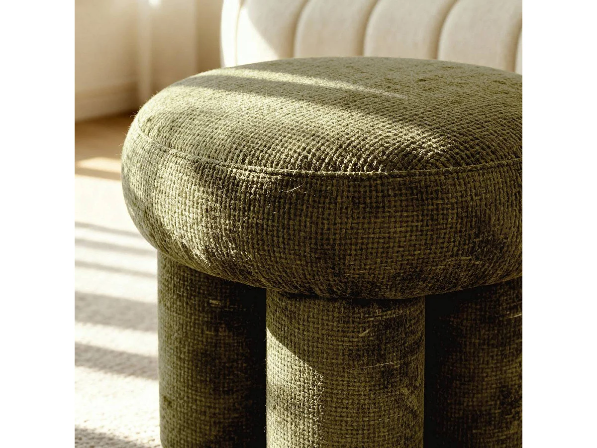 Petit tabouret en tissu kaki Toby