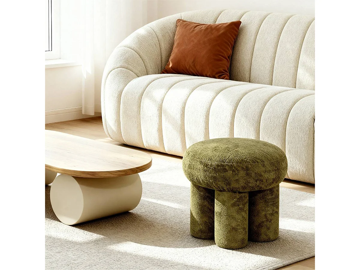 Petit tabouret en tissu kaki Toby