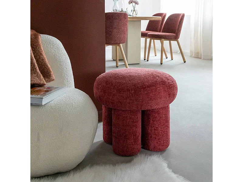 Petit tabouret en tissu fuchsia Toby