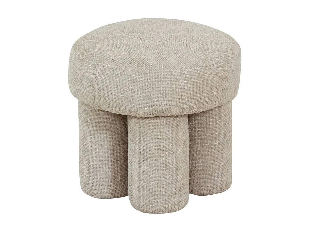 Petit tabouret en tissu écru Toby