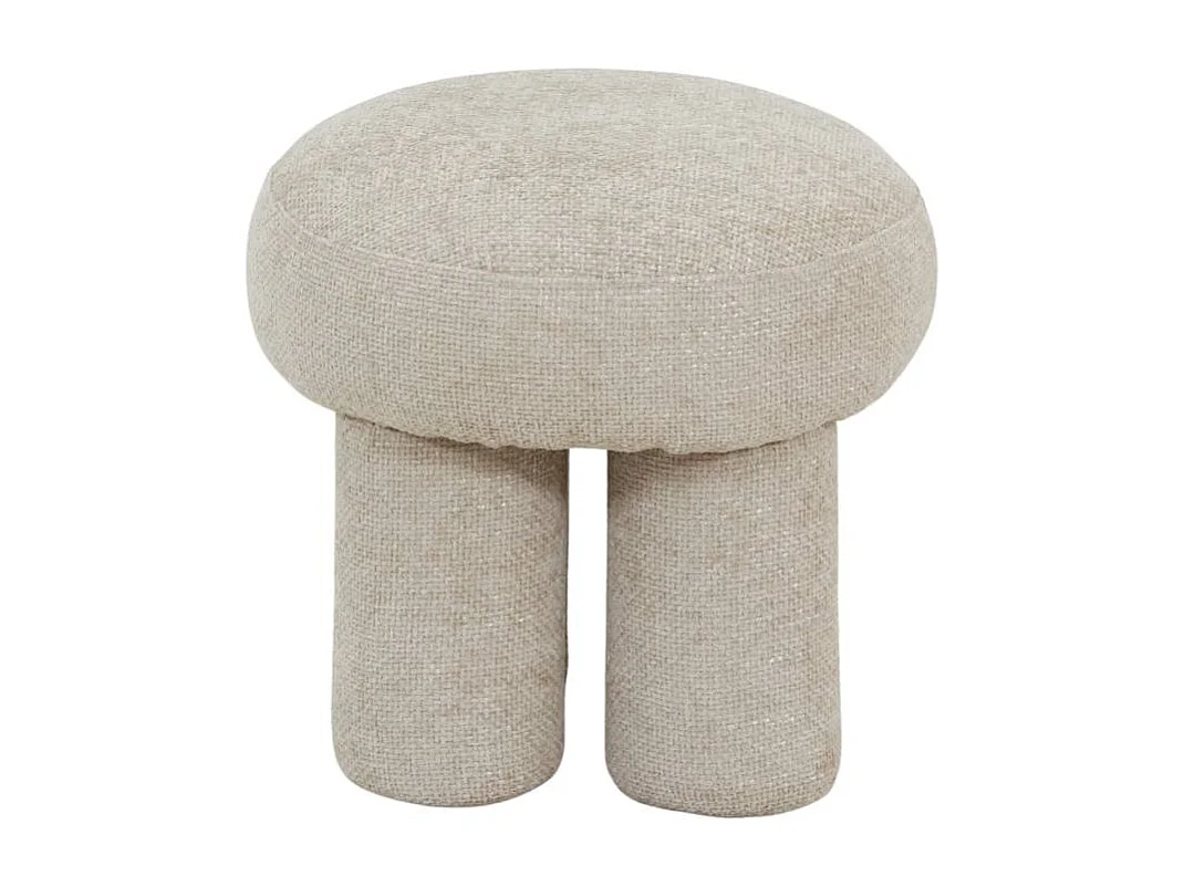 Petit tabouret en tissu écru Toby
