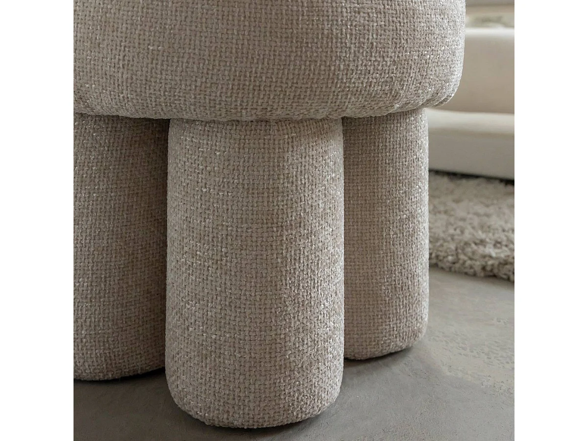 Petit tabouret en tissu écru Toby