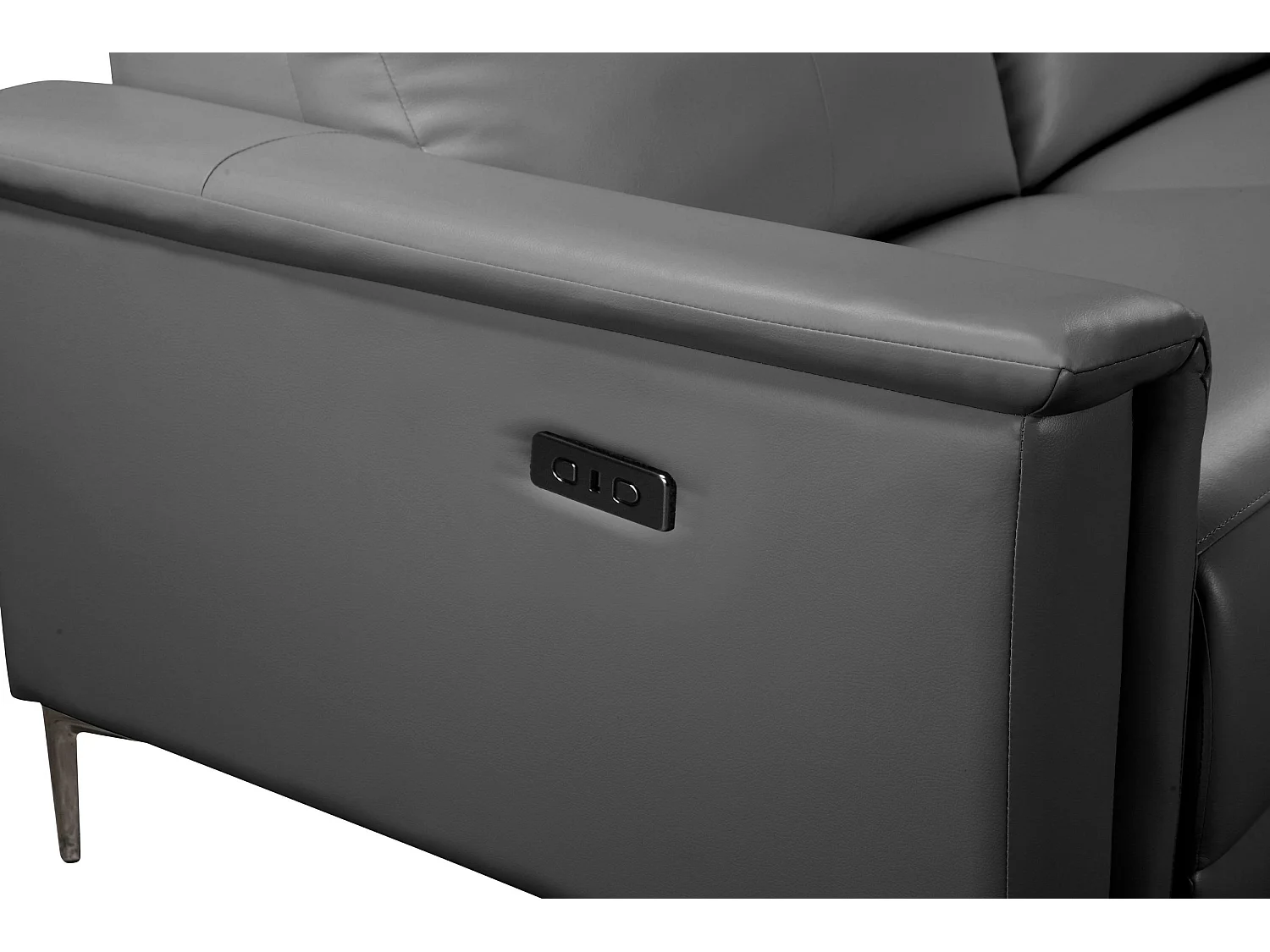 Lund | Canapé chaise longue avec 1 fauteuil inclinable électrique en cuir artificiel gris