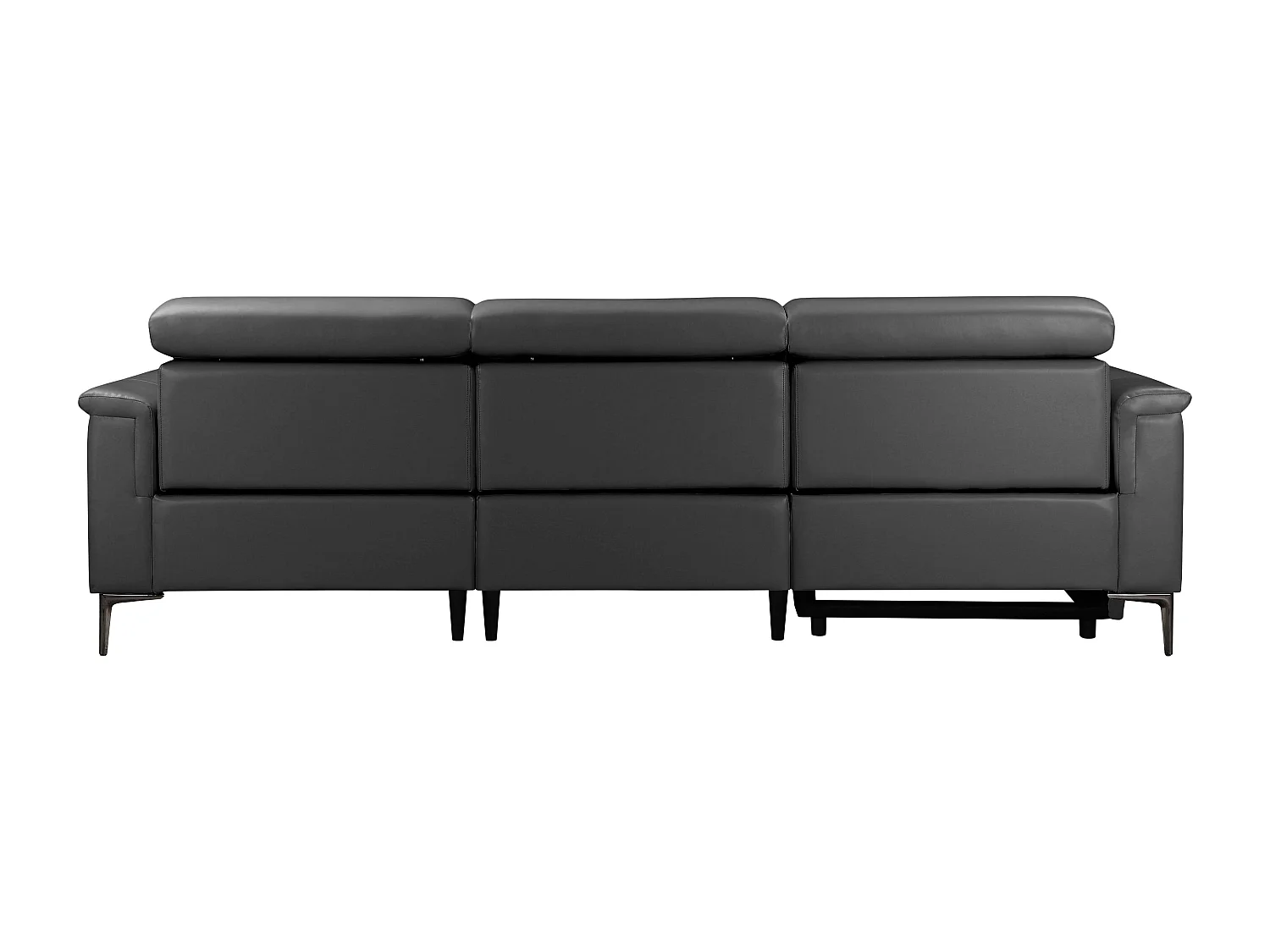 Lund | Canapé chaise longue avec 1 fauteuil inclinable électrique en cuir artificiel gris