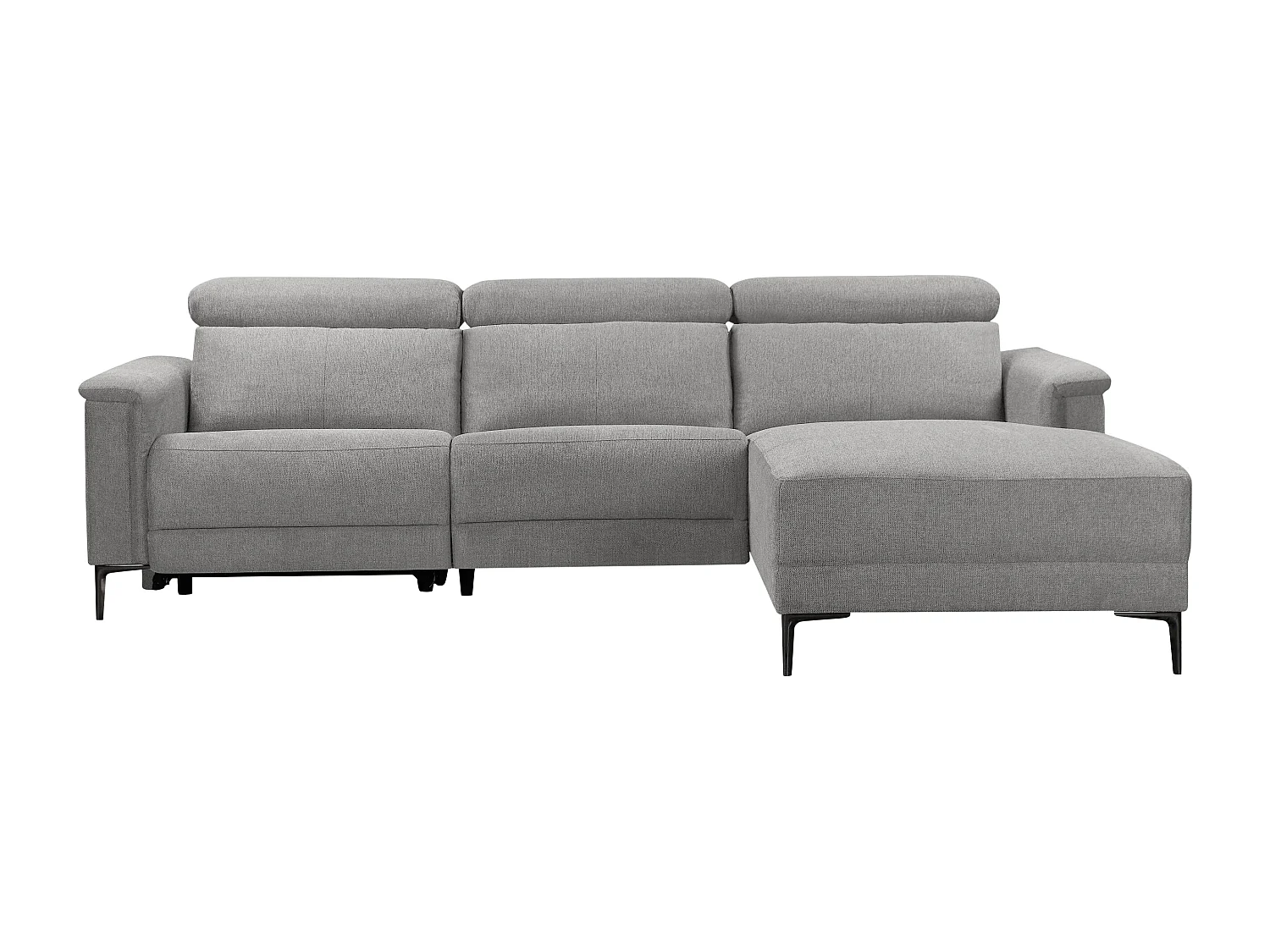 Lund | Canapé d’angle 3 places avec fonction manuelleuelle en tissu gris clair