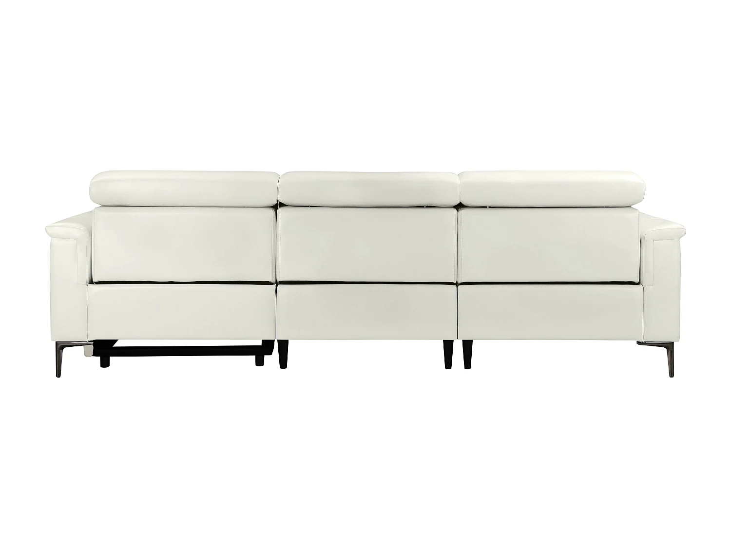 Lund | Canapé d’angle 3 places avec 1 fauteuil inclinable manuelleuel en cuir artificiel crème