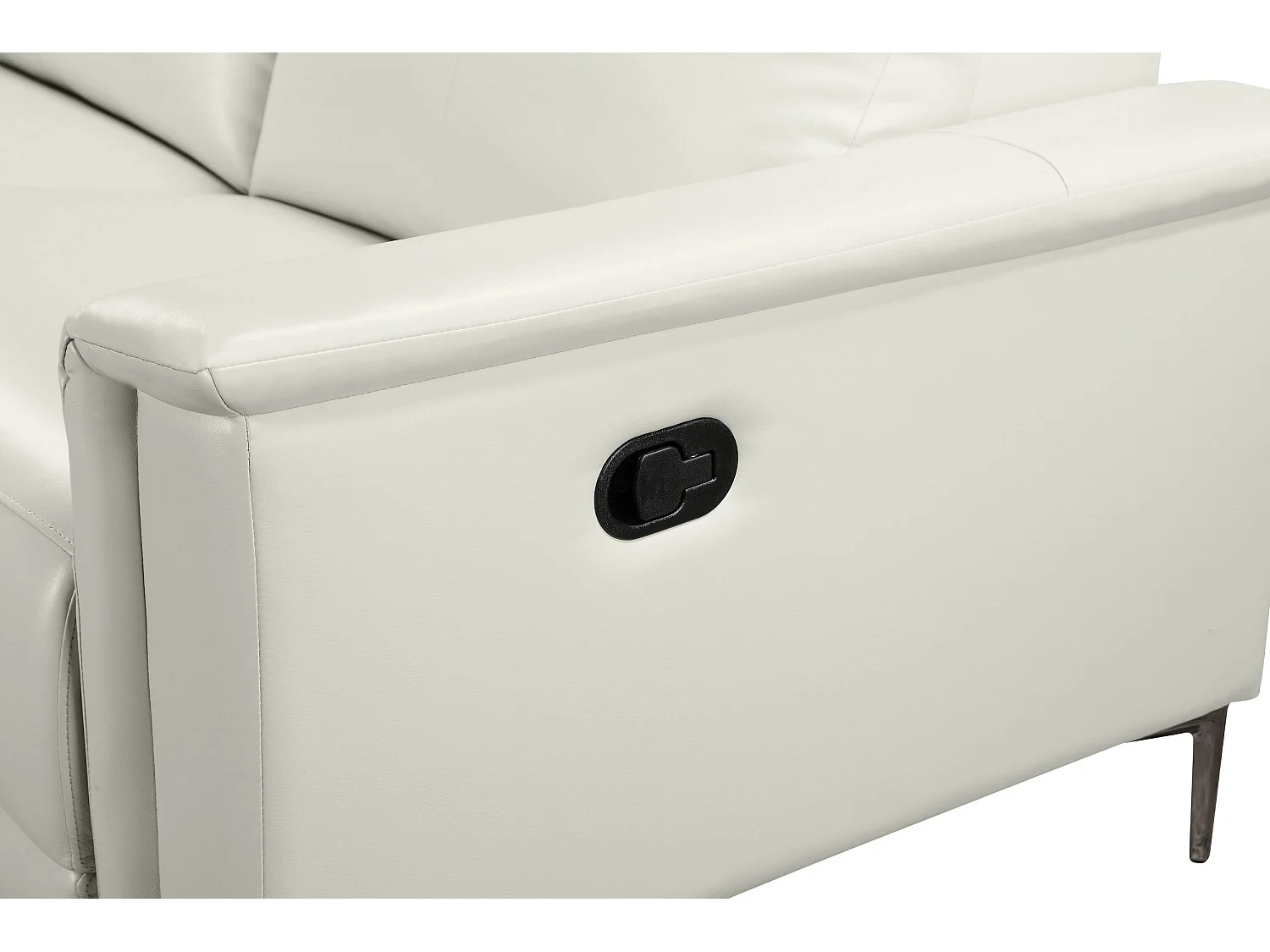 Lund | Canapé d’angle 3 places avec 1 fauteuil inclinable manuelleuel en cuir artificiel crème