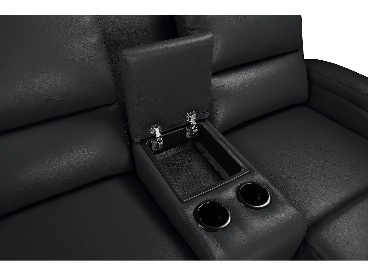 DALLAS | Canapé d’angle 3 places avec rangement en cuir artificiel noir