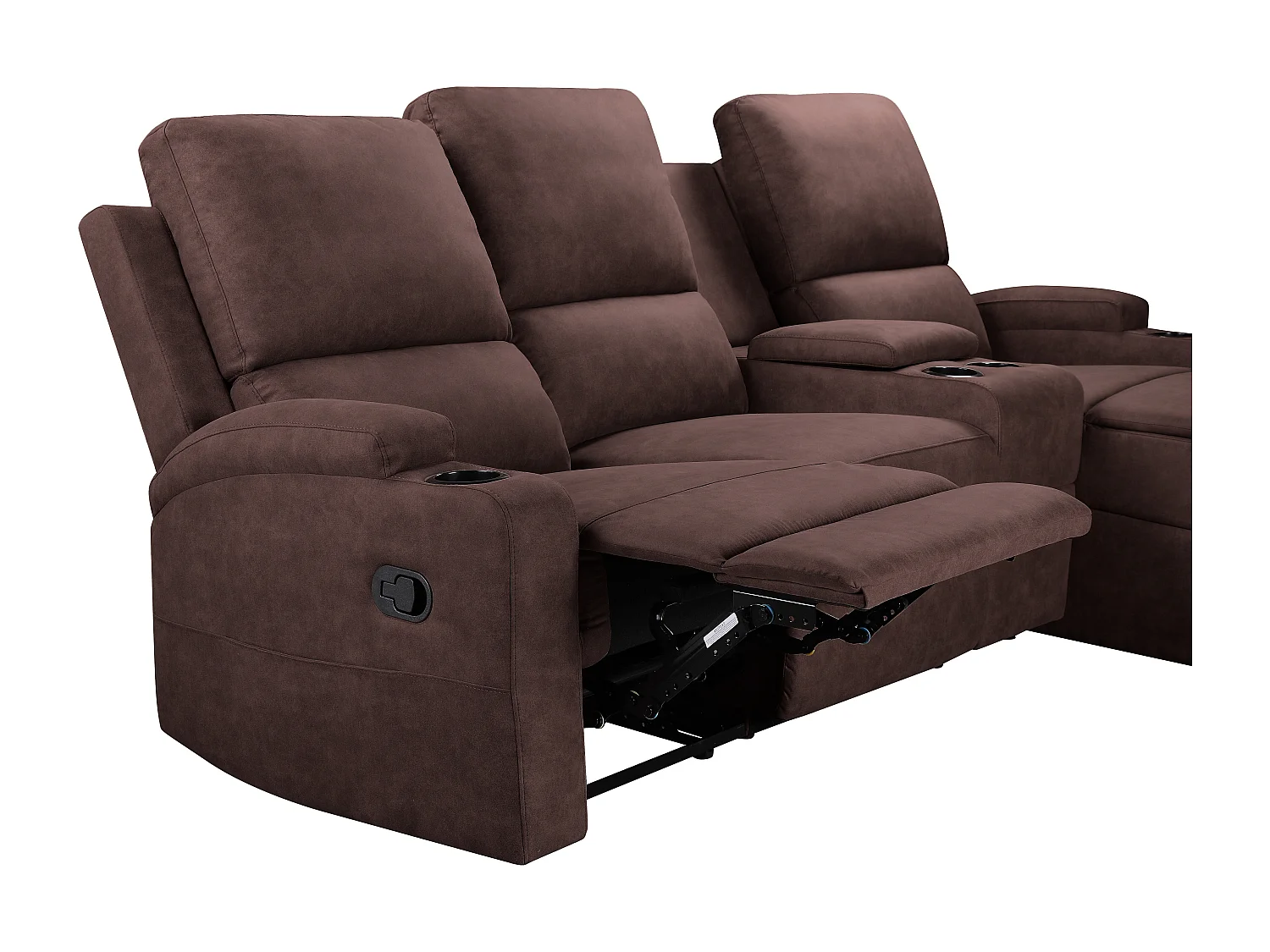 DALLAS | Canapé d’angle 3 places avec rangement en microfibre brun foncé