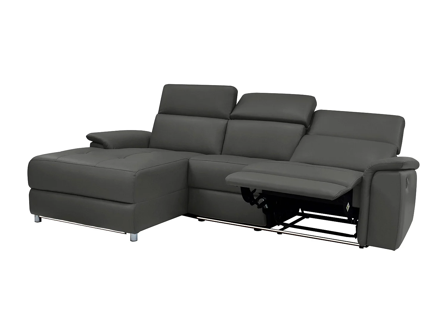 Pareli | Canapé d’angle 3 places avec fonction manuelleuelle en cuir artificiel noir