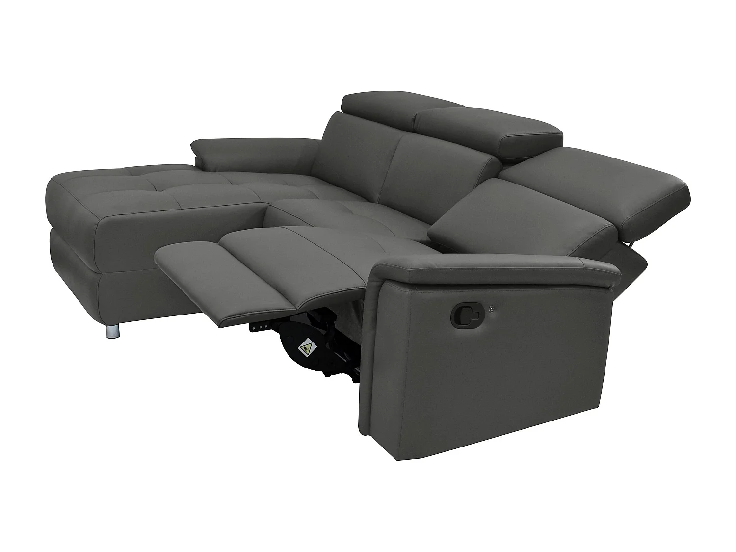 Pareli | Canapé d’angle 3 places avec fonction manuelleuelle en cuir artificiel noir