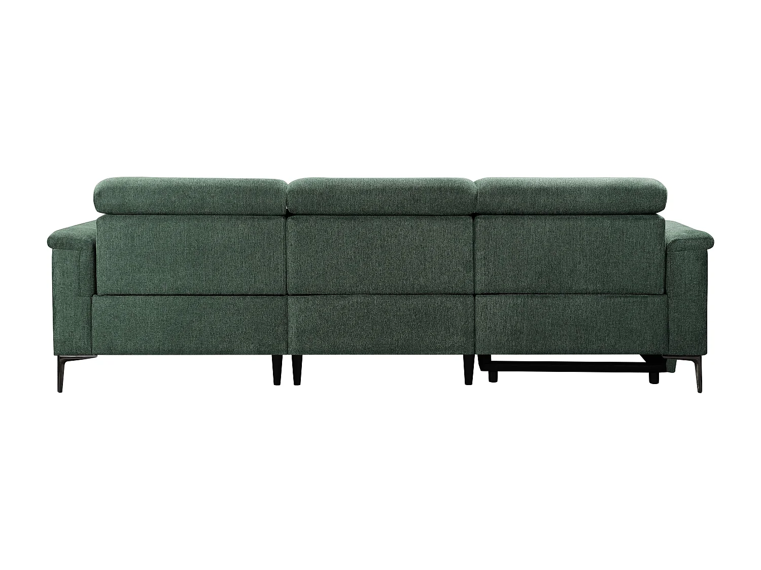 Lund | Canapé 3 places avec 1 fauteuil inclinable manuelleuel en tissu vert foncé