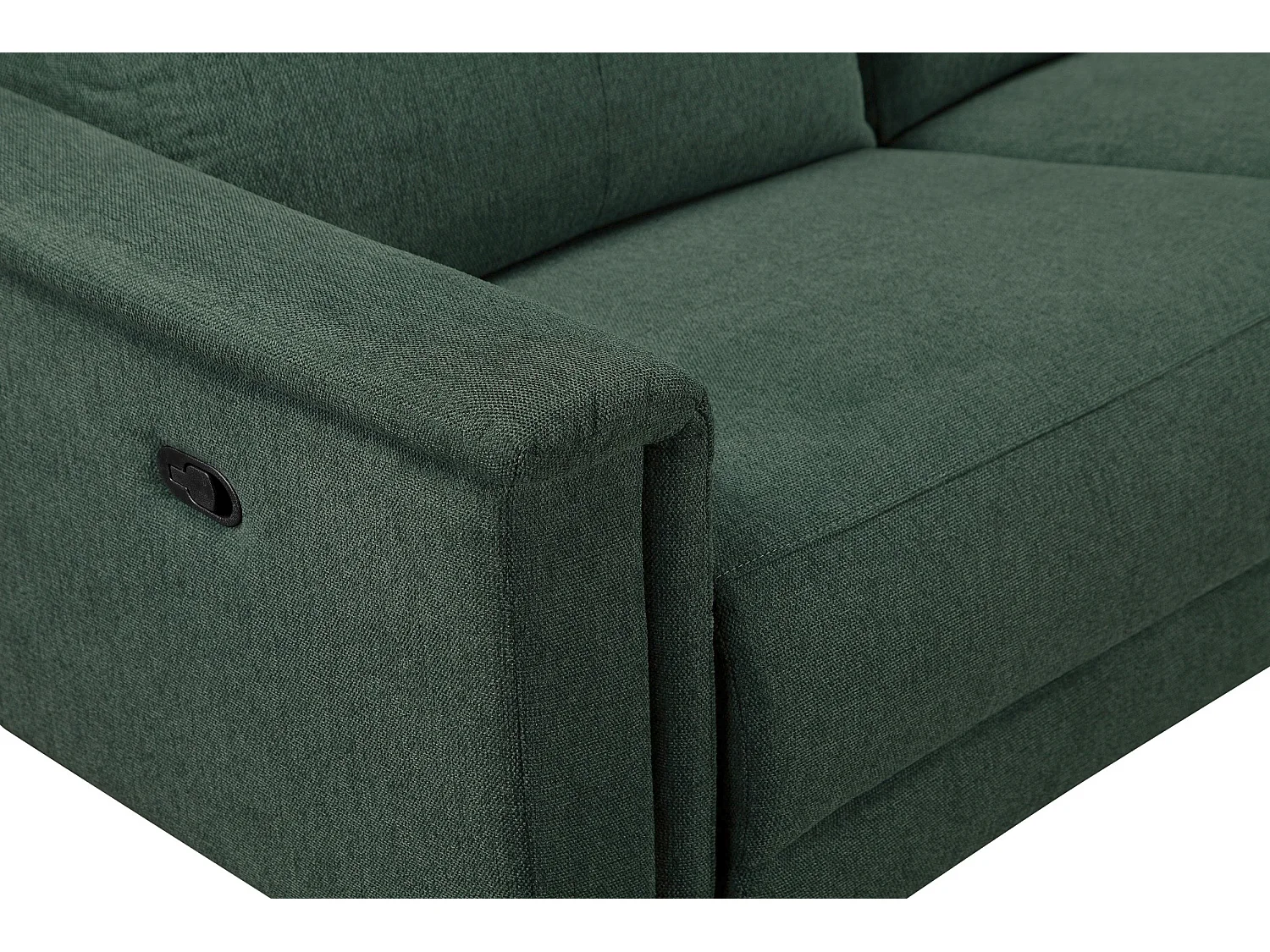 Lund | Canapé 3 places avec 1 fauteuil inclinable manuelleuel en tissu vert foncé