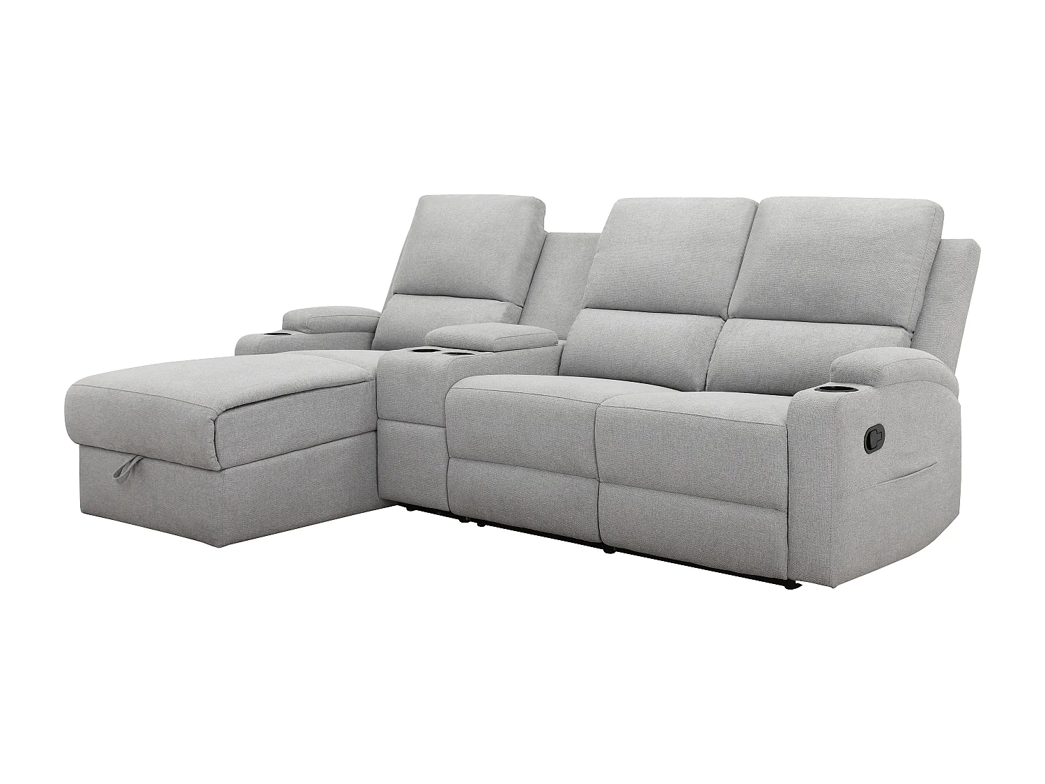 DALLAS | Canapé d’angle à 3 places avec rangement en tissu gris clair