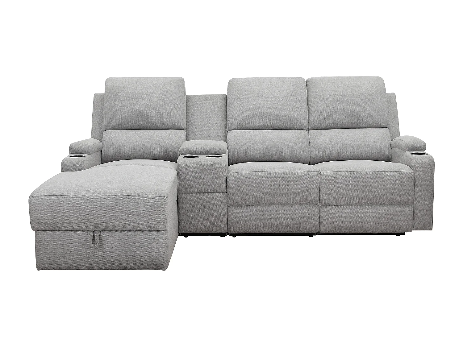 DALLAS | Canapé d’angle à 3 places avec rangement en tissu gris clair