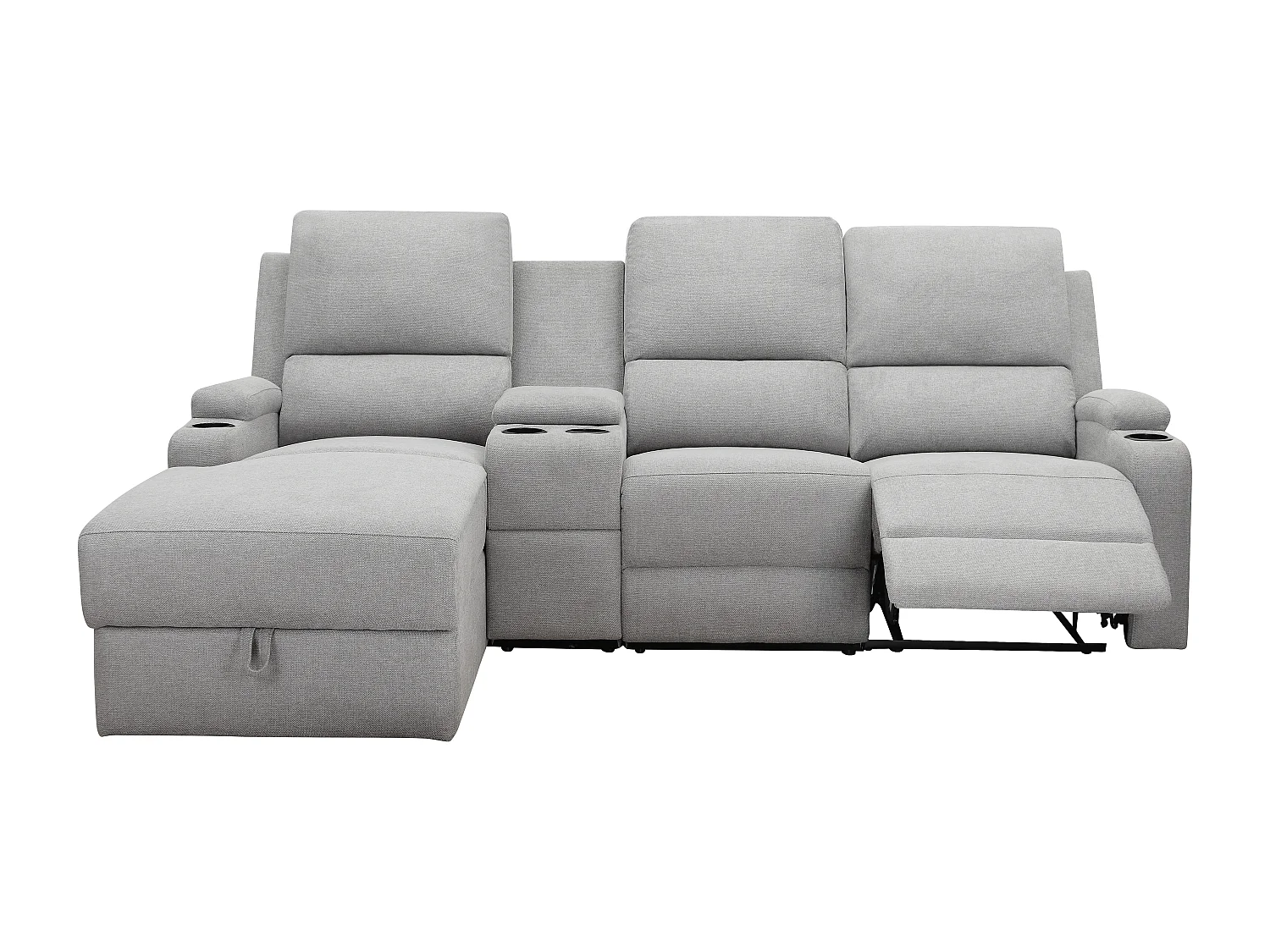 DALLAS | Canapé d’angle à 3 places avec rangement en tissu gris clair