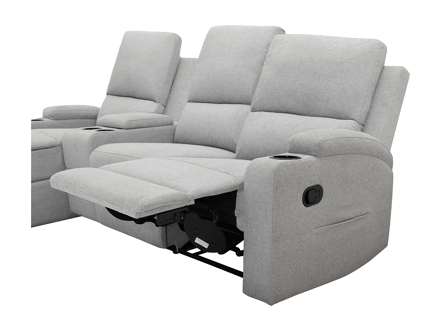 DALLAS | Canapé d’angle à 3 places avec rangement en tissu gris clair