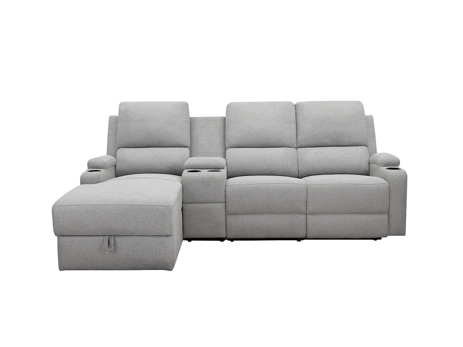 Canapé d'angle droit relax 3 places avec rangement en lin gris clair DALLAS
