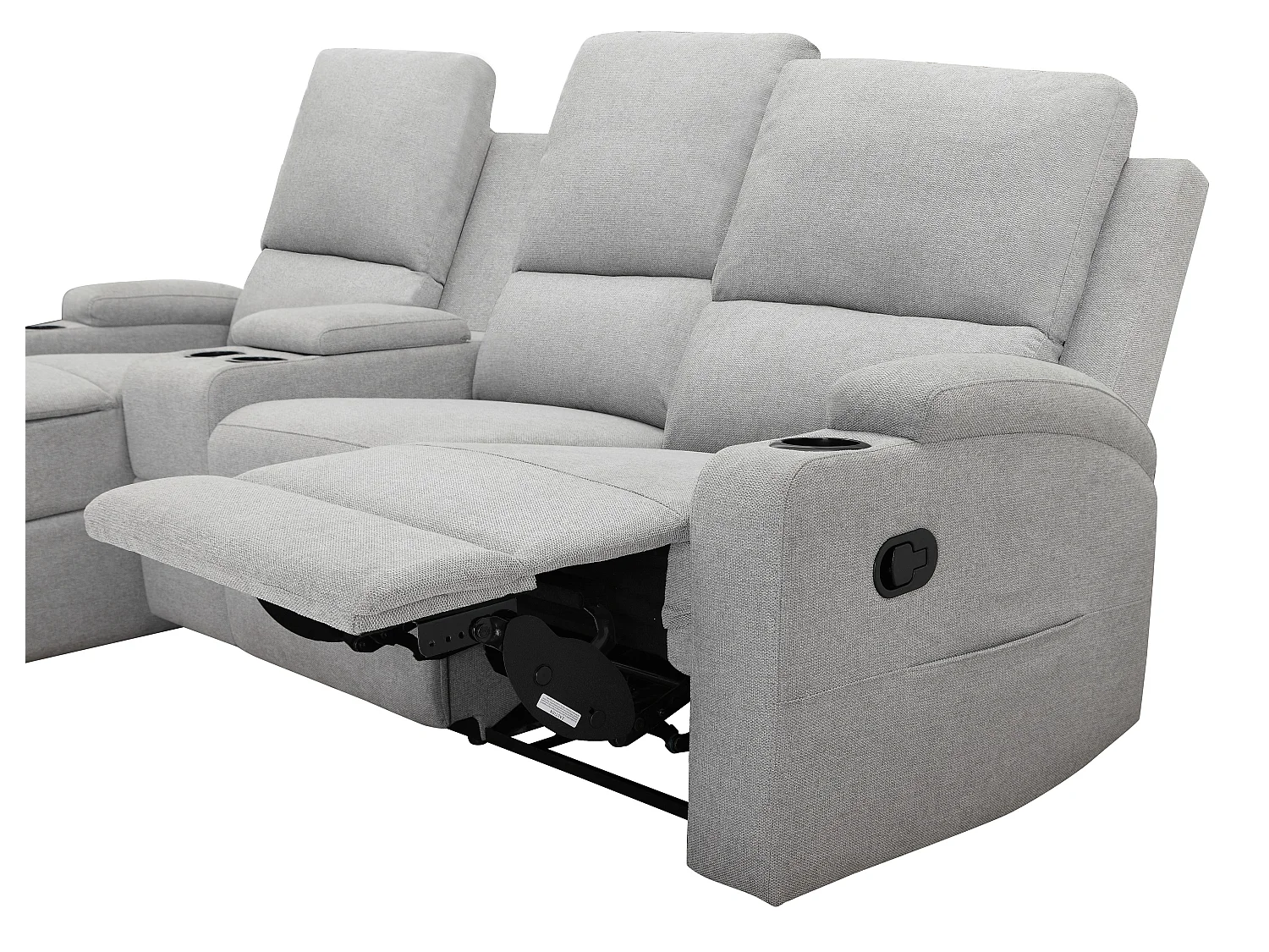 Canapé d'angle droit relax 3 places avec rangement en lin gris clair DALLAS