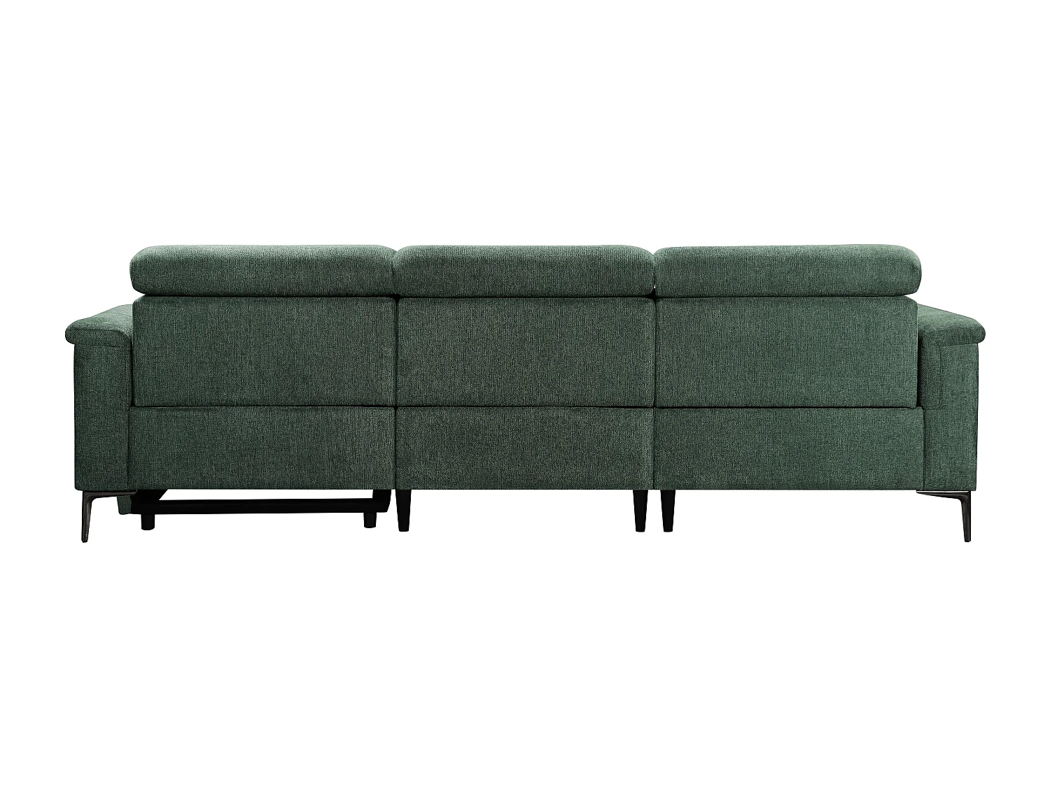 Lund | Canapé 3 places avec 1 fauteuil inclinable électrique en tissu vert foncé