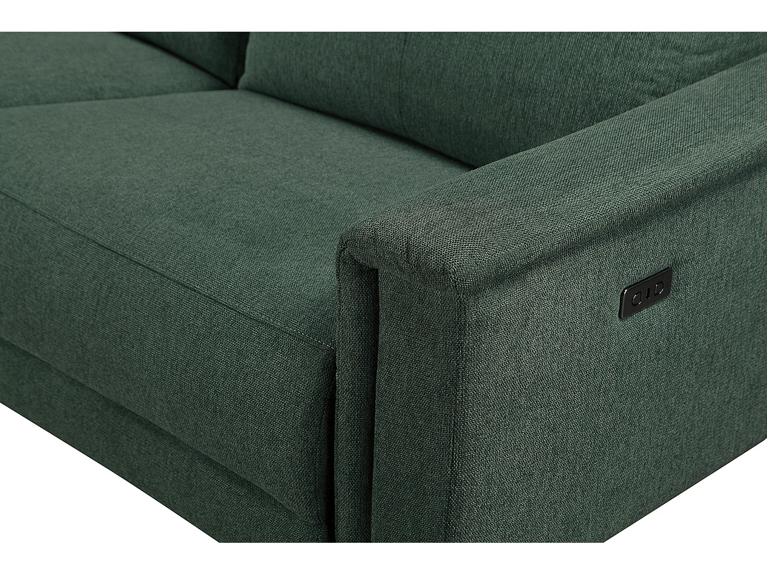 Lund | Canapé 3 places avec 1 fauteuil inclinable électrique en tissu vert foncé