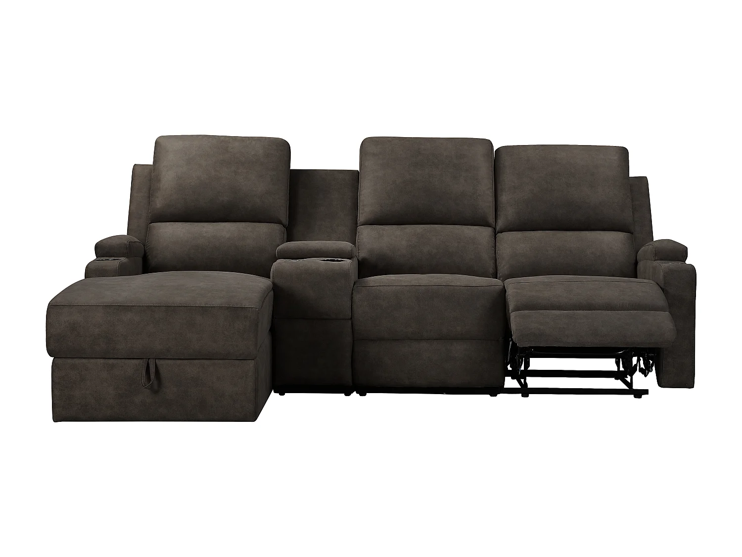 DALLAS | Canapé d’angle 3 places avec rangement en microfibre anthracite