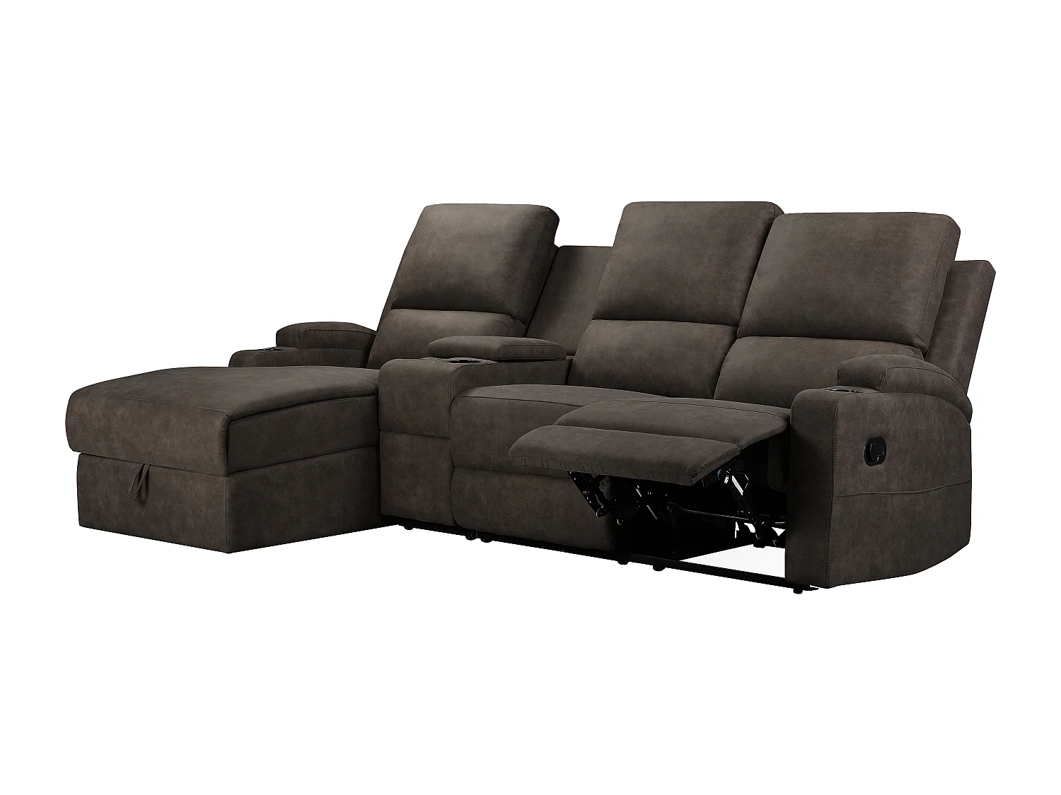 DALLAS | Canapé d’angle 3 places avec rangement en microfibre anthracite