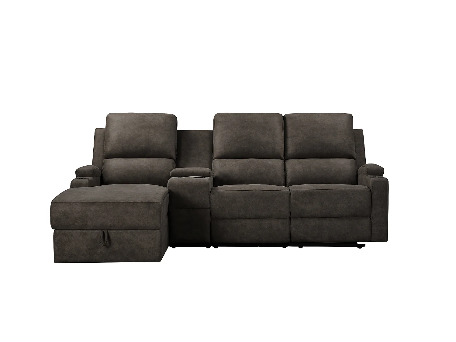 Canapé d'angle relax 3 places avec rangement en microfibre gris