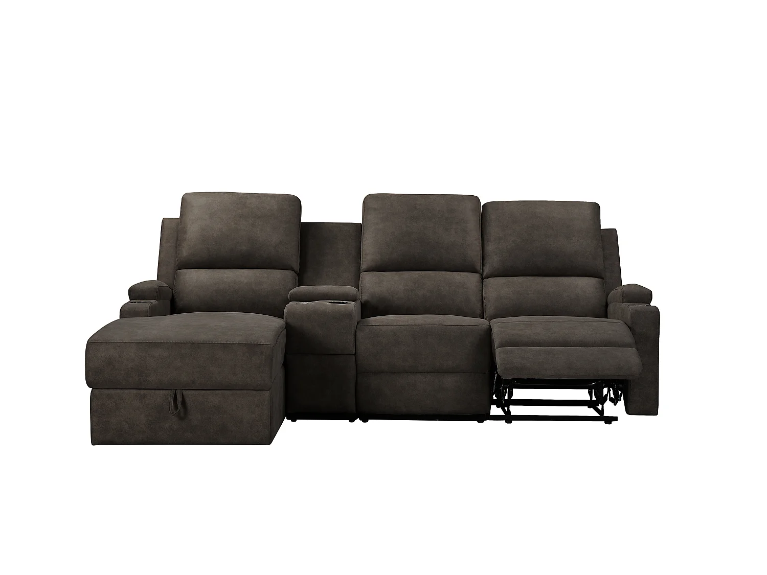 Canapé d'angle relax 3 places avec rangement en microfibre gris