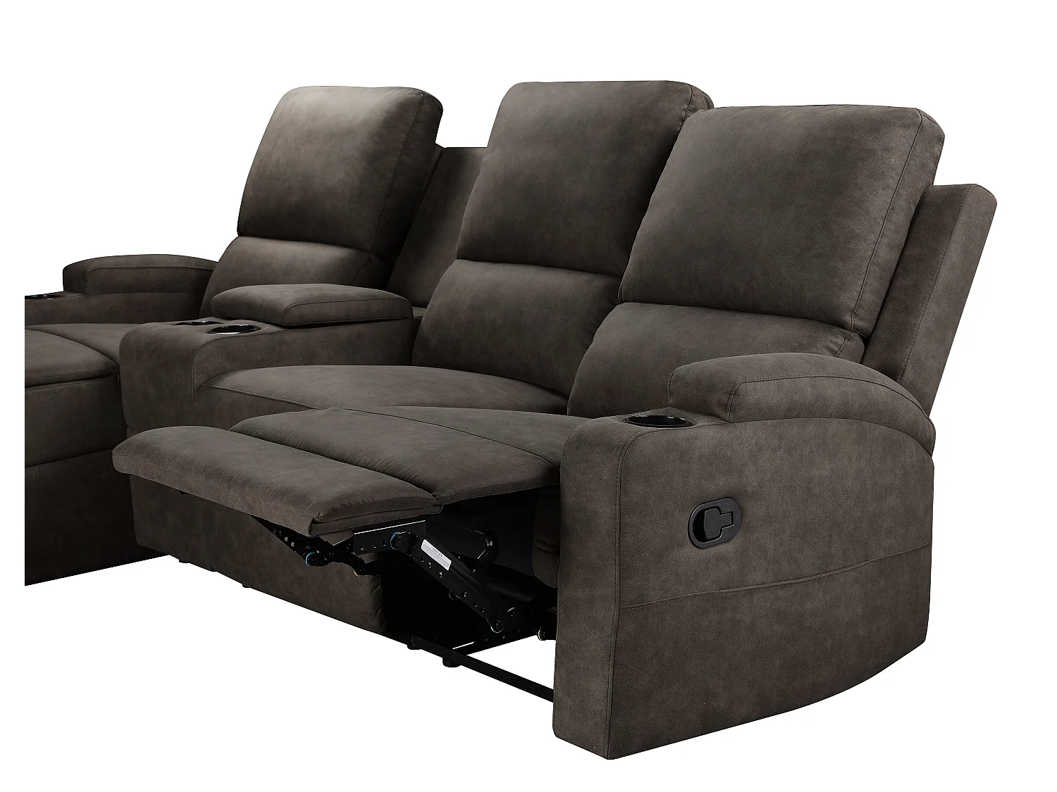 Canapé d'angle relax 3 places avec rangement en microfibre gris