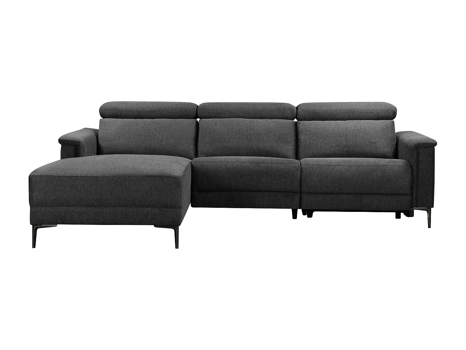 Lund | Canapé chaise longue avec un fauteuil inclinable à manuelleuel en tissu anthracite