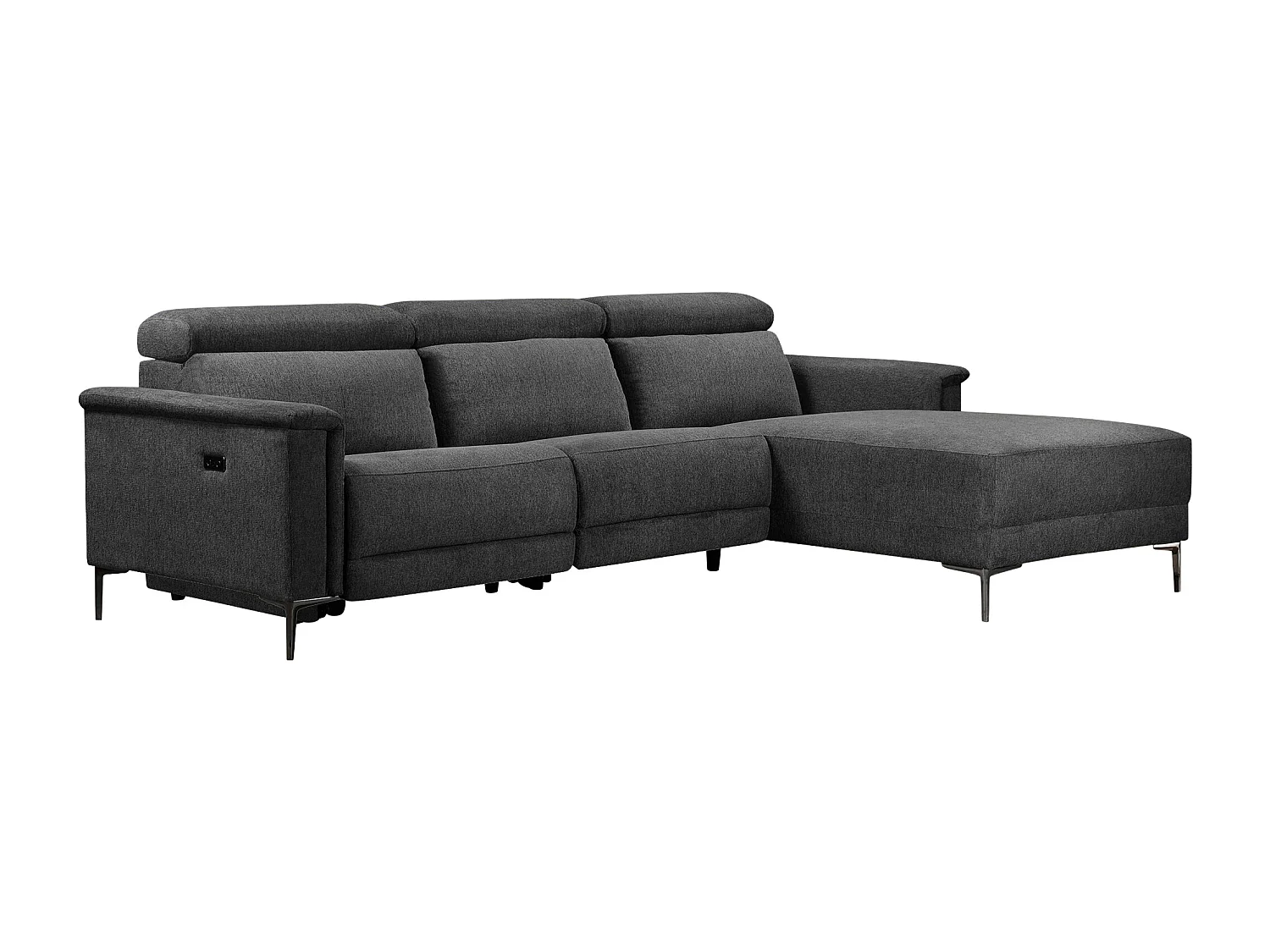 Lund | Canapé 3 places avec 1 fauteuil inclinable électrique en tissu anthracite