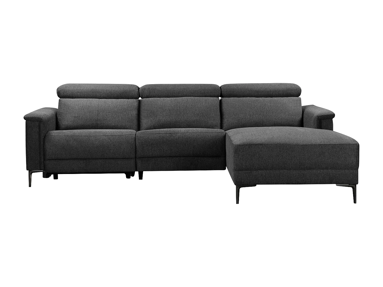 Lund | Canapé 3 places avec 1 fauteuil inclinable électrique en tissu anthracite