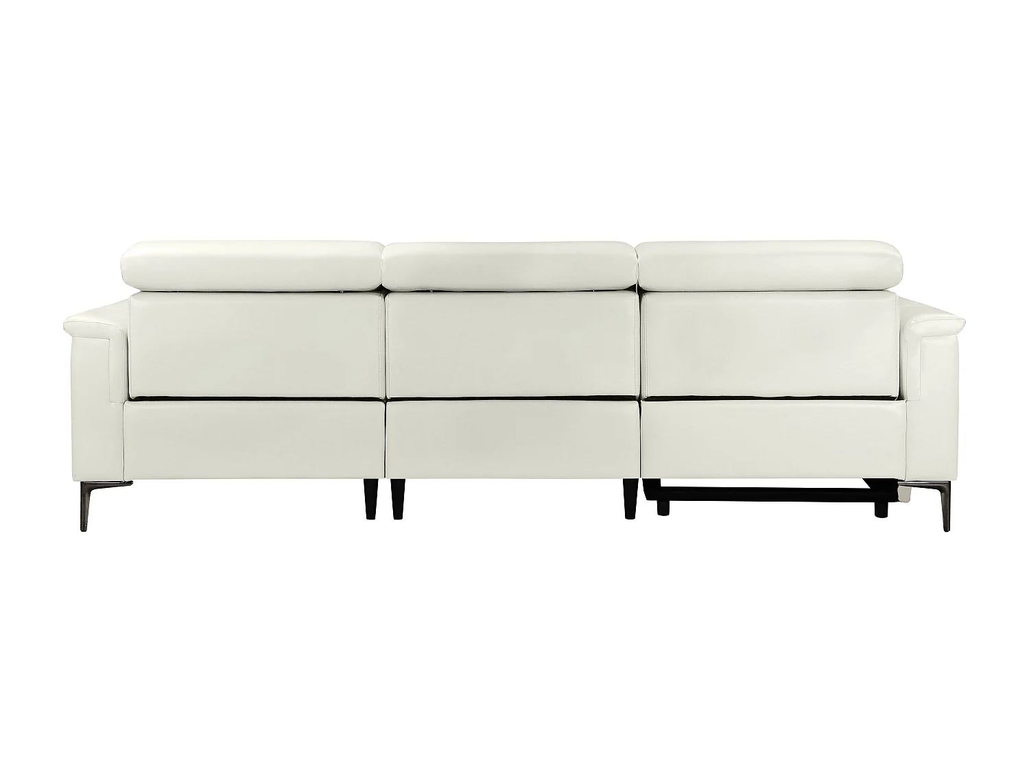 Lund | Canapé d’angle 3 places avec 1 fauteuil inclinable manuelleuel en cuir artificiel crème