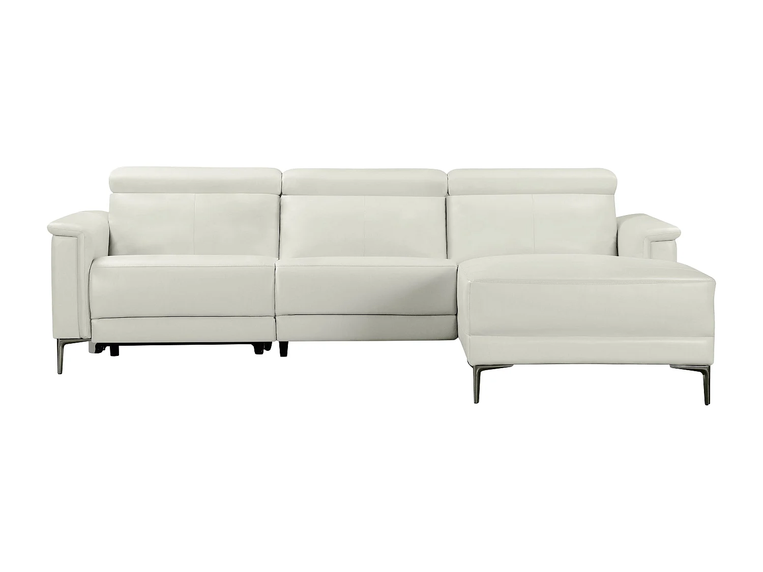 Lund | Canapé d’angle 3 places avec 1 fauteuil inclinable manuelleuel en cuir artificiel crème