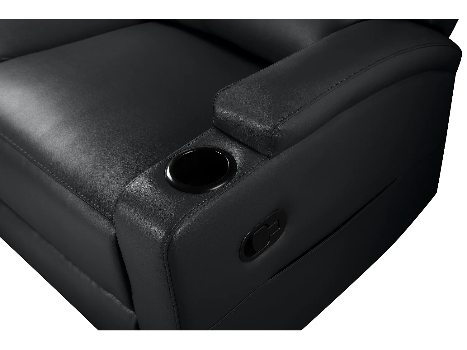 DALLAS | Canapé d’angle 3 places avec rangement en cuir artificiel noir